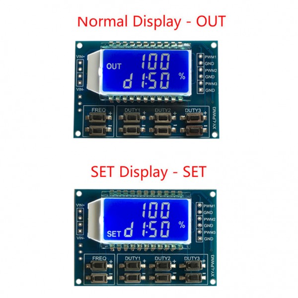 3-Way PWM Board Module Pulse Frequency Duty Cycle Adjustable Module LCD Display 1Hz-150Khz Signal Generator