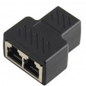 Black 1 to 2 Dual Female Port CAT 5/CAT6 LAN Ethernet Network RJ45 Splitter Extender Plug Adapter Connector
