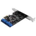 PCI Express to Dual 20 Pin USB 3.0  PCI-e X1 to 2 ports 19pin USB3.0 Header Support Low Profile  Bracket